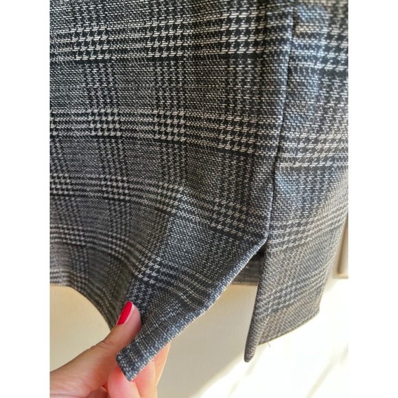 Meg & Margot Plaid Button Accent Career Pencil Skirt Gray Professional Academia - Picture 3 of 8